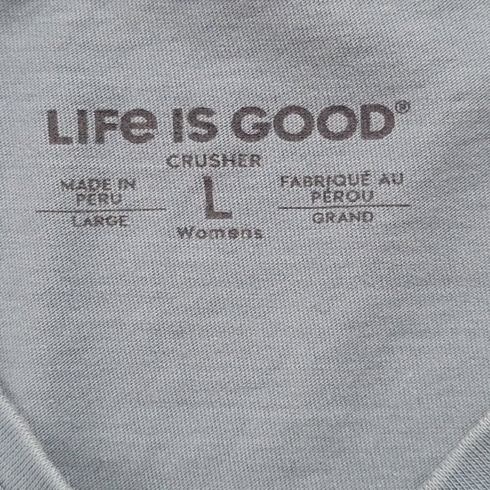 Ladies Life is Good Blue V-Neck T-shirt  with Birds Large - Picture 4 of 10